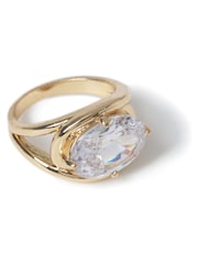 Aela Gold Tone Diamond Simulants Chunky Oval Ring - Image 3 of 3
