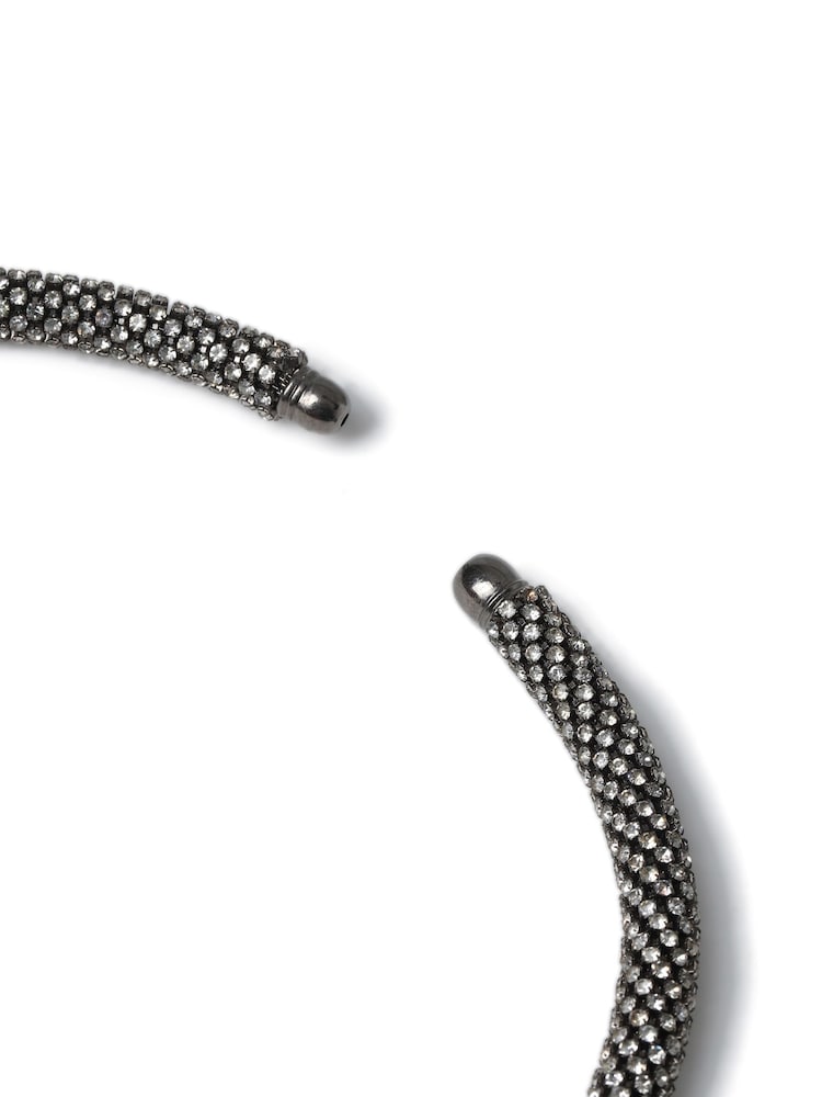 Aela Silver Tone Rhinestone Tube Necklace - Image 5 of 5