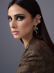 Aela Gold Tone Pave Snake Stud Earrings - Image 1 of 4