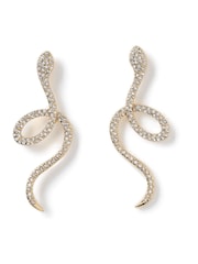 Aela Gold Tone Pave Snake Stud Earrings - Image 3 of 4