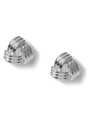 Aela Oversized Silver Tone Knot Stud Earrings - Image 3 of 4