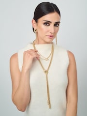 Aela Gold Tone Snake Effect Chain Necklace - Image 1 of 5