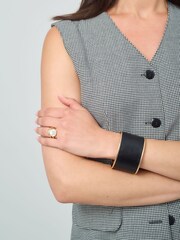 Aela Leather Look Cuff Black Bracelet - Image 1 of 3