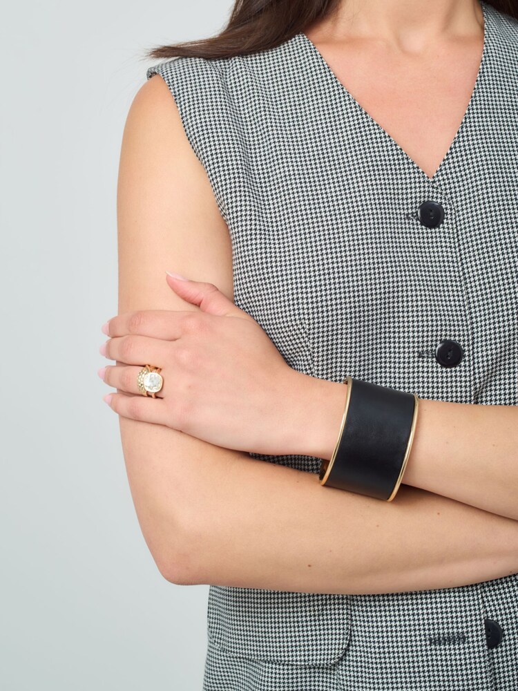 Aela Leather Look Cuff Black Bracelet - Image 1 of 3