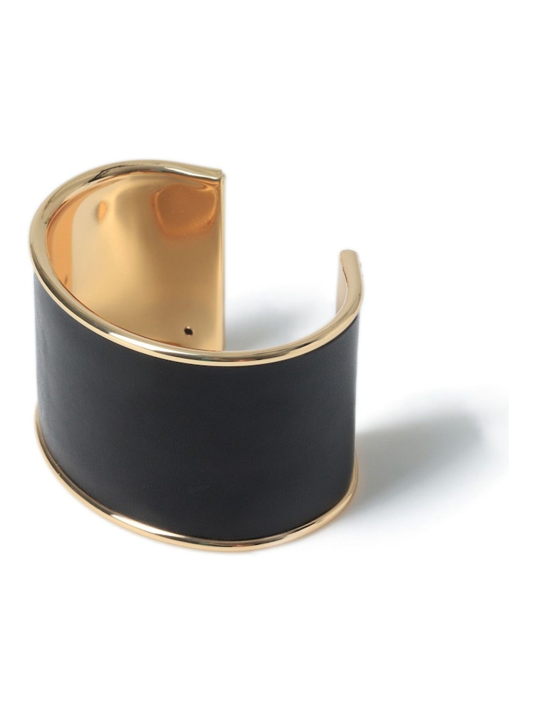 Aela Leather Look Cuff Black Bracelet - Image 2 of 3