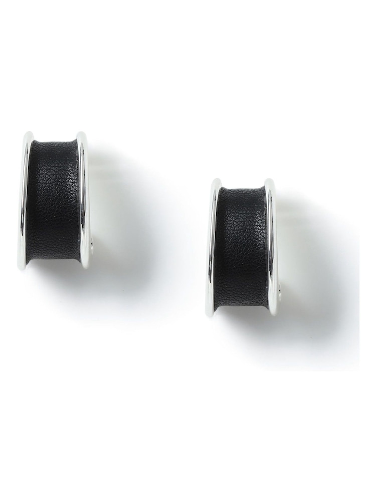 Aela Black/Silver Tone Hoop Earrings - Image 1 of 2