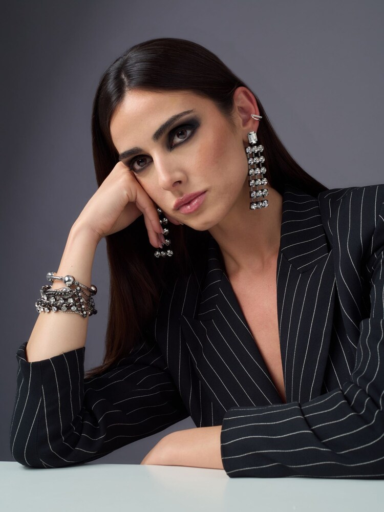 Aela Diamante Statement Drop Black Earrings - Image 1 of 4