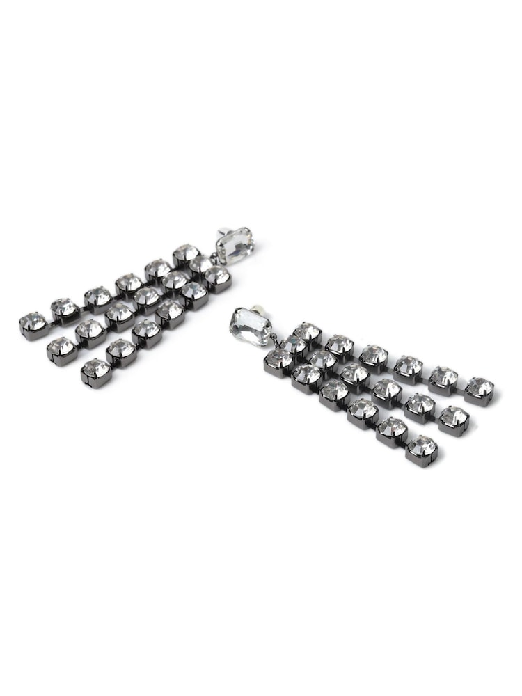 Aela Diamante Statement Drop Black Earrings - Image 4 of 4