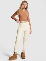 Victoria's Secret PINK White Shell Cuffed Knitted Joggers - Image 1 of 3