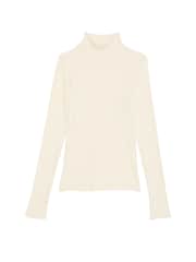 Victoria's Secret PINK White Shell Ribbed Mock Neck Long Sleeve T-Shirt - Image 3 of 4