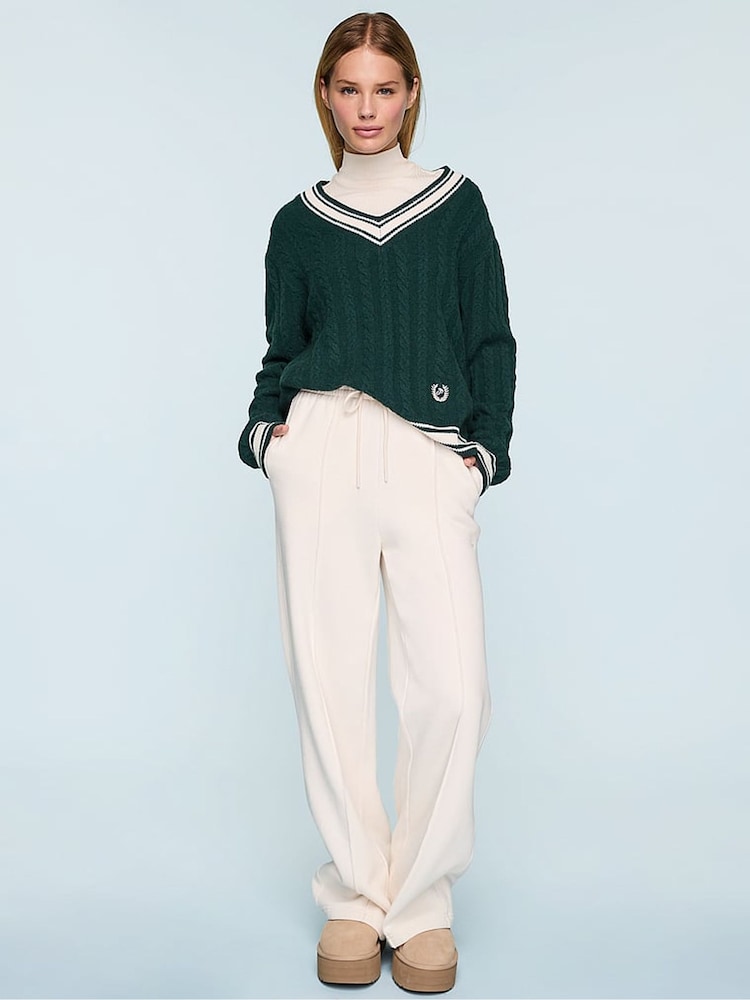 Victoria's Secret PINK White Shell Ribbed Mock Neck Long Sleeve T-Shirt - Image 4 of 4