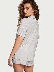 Victoria's Secret Silver Pearl Foil Stars Grey Modal Short Pyjama Set - Image 2 of 4