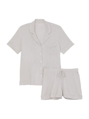 Victoria's Secret Silver Pearl Foil Stars Grey Modal Short Pyjama Set - Image 3 of 4