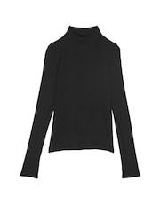 Victoria's Secret PINK Black Ribbed Mock Neck Long Sleeve T-Shirt - Image 3 of 3