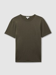 Reiss Dusty Olive Caspian Mercerised Crew Neck T-shirt - Image 2 of 5