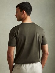 Reiss Dusty Olive Caspian Mercerised Crew Neck T-shirt - Image 4 of 5