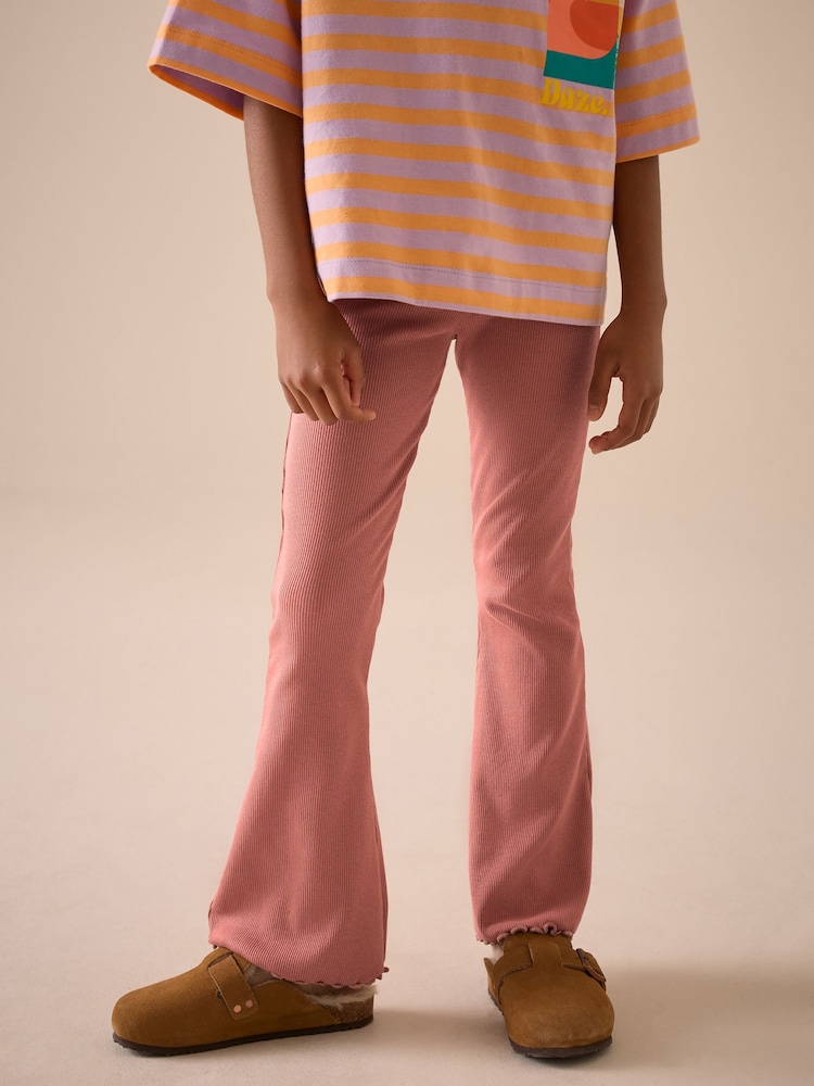 Rust Pink 1 Pack Rib Flare Leggings (3-16yrs) - Image 1 of 7