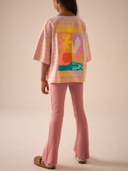 Rust Pink 1 Pack Rib Flare Leggings (3-16yrs) - Image 3 of 7