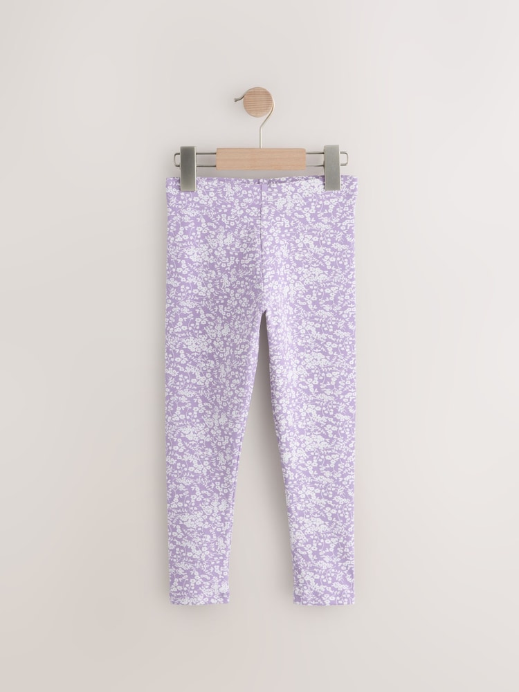 Lilac Purple Ditsy Flower Printed Leggings (3-16yrs) - Image 1 of 4
