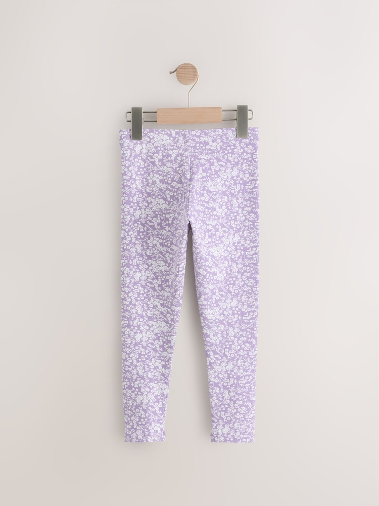 Lilac Purple Ditsy Flower Printed Leggings (3-16yrs) - Image 2 of 4