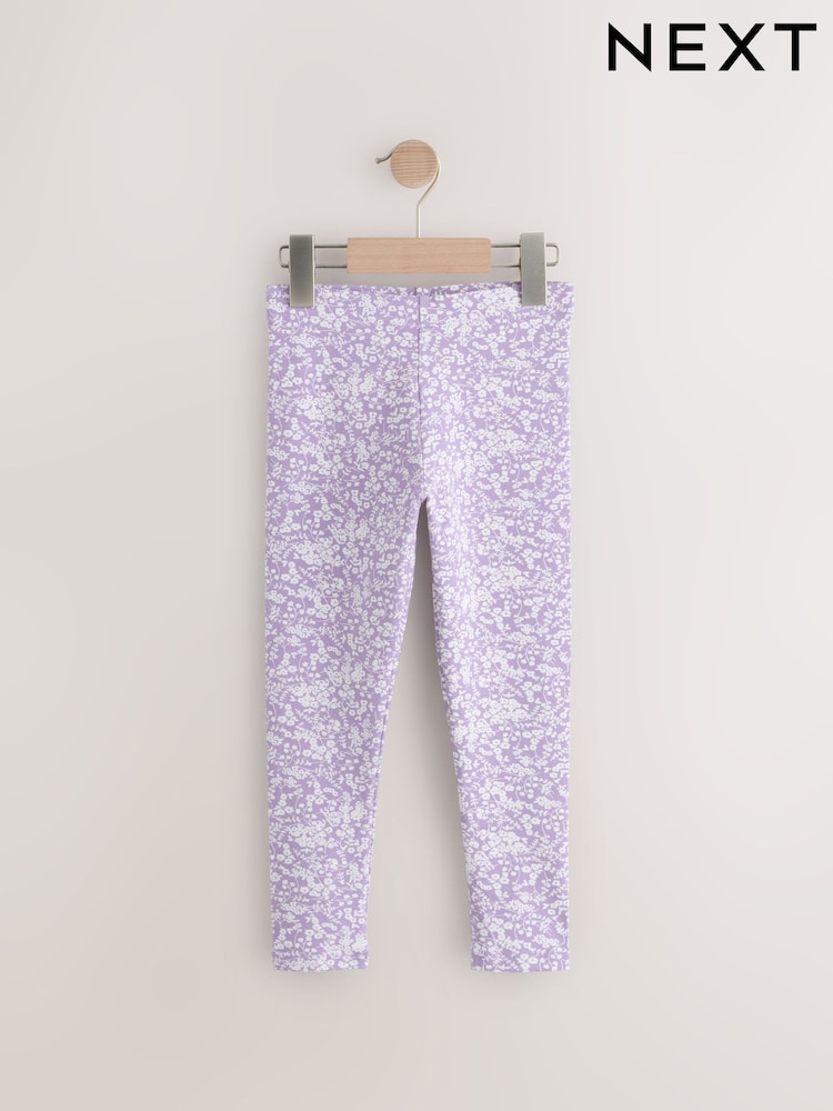 Lilac Purple Ditsy Flower Printed Leggings (3-16yrs) - Image 6 of 6
