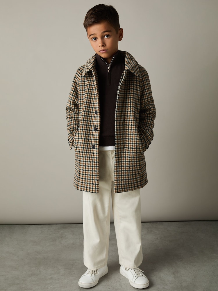 Reiss Brown Multi Region Wool-Blend Shephards Check Coat - Image 1 of 4