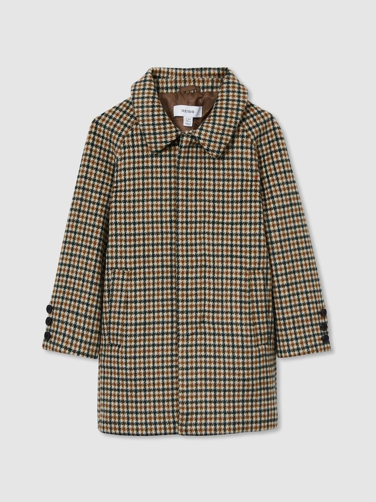 Reiss Brown Multi Region Wool-Blend Shephards Check Coat - Image 2 of 4