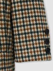 Reiss Brown Multi Region Wool-Blend Shephards Check Coat - Image 4 of 4