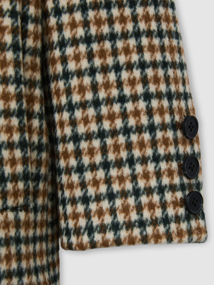 Reiss Brown Multi Region Wool-Blend Shephards Check Coat - Image 4 of 4