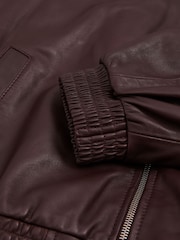Reiss Berry Dru Atelier Leather Latched-Collar Bomber Jacket - Image 6 of 6