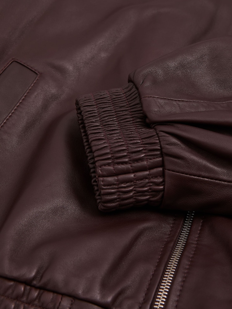 Reiss Berry Dru Atelier Leather Latched-Collar Bomber Jacket - Image 6 of 6