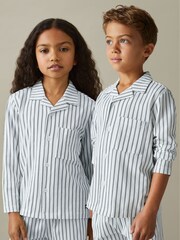 Reiss Navy/White Stripe Cohen Set 13-14 yrs Brushed-Cotton Striped Pyjamas Set - Image 2 of 5
