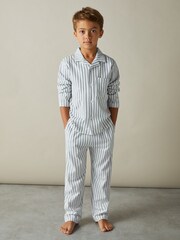 Reiss Navy/White Stripe Cohen Set 13-14 yrs Brushed-Cotton Striped Pyjamas Set - Image 3 of 5