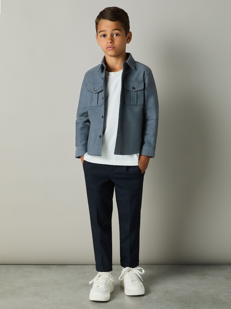 Reiss Blue Thomas 3-9 yrs Brushed 100% Cotton Shirt - Image 1 of 4 Reiss Blue Thomas 3-9 yrs Brushed 100% Cotton Shirt - Image 1 of 4