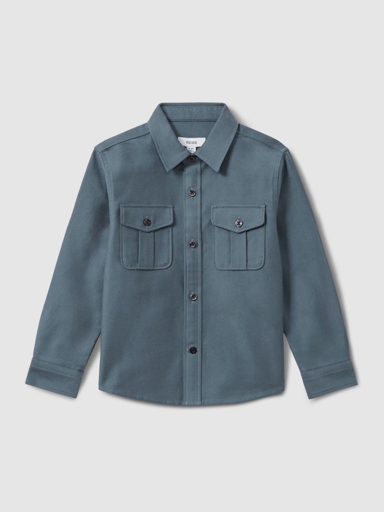 Reiss Blue Thomas 3-9 yrs Brushed 100% Cotton Shirt - Image 2 of 4 Reiss Blue Thomas 3-9 yrs Brushed 100% Cotton Shirt - Image 2 of 4