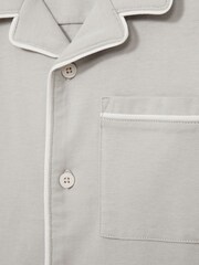 Reiss Soft Grey Myers Set Brushed-Cotton Piped-Trim Pyjama Set - Image 6 of 7