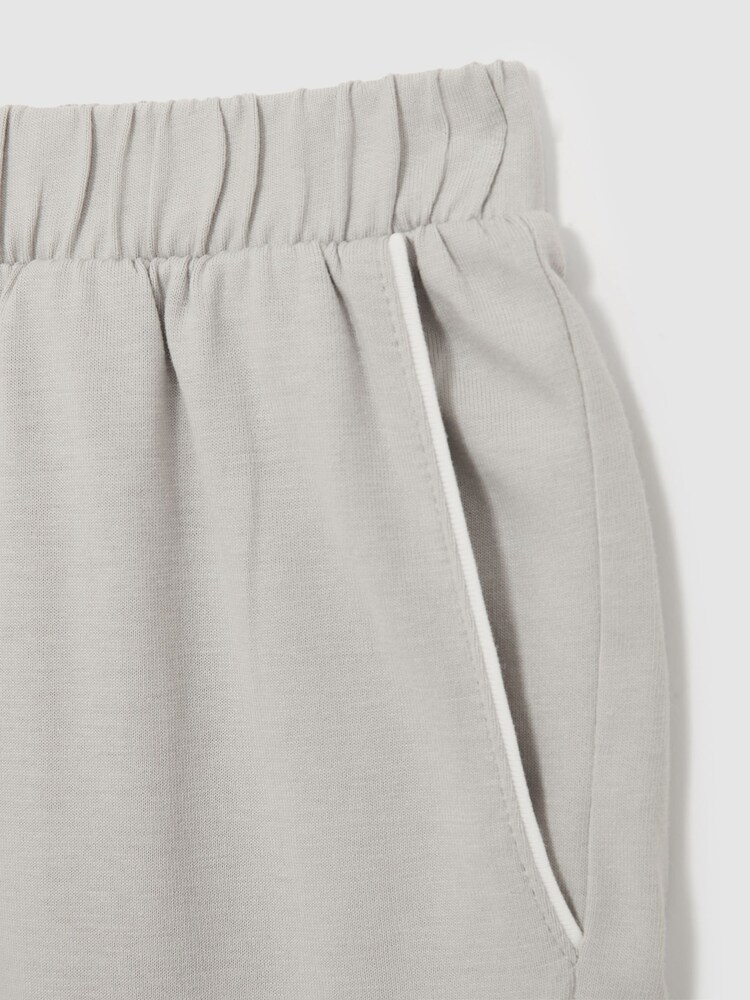 Reiss Soft Grey Myers Set Brushed-Cotton Piped-Trim Pyjama Set - Image 7 of 7