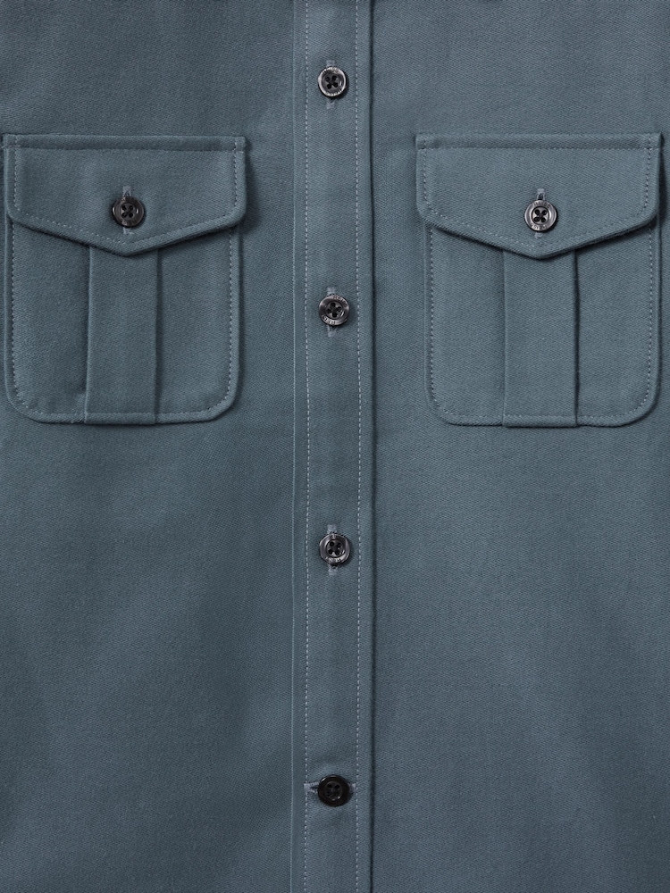 Azul - Camisa de algodón 100 % cepillado Thomas de Reiss - Imagen 4 de 4