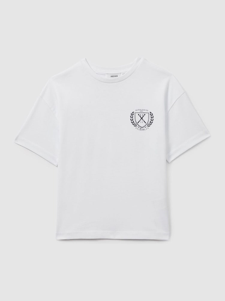 Reiss White Alsom Cotton-Jersey Alpine Races-Print T-Shirt - Image 2 of 4 Reiss White Alsom Cotton-Jersey Alpine Races-Print T-Shirt - Image 2 of 4