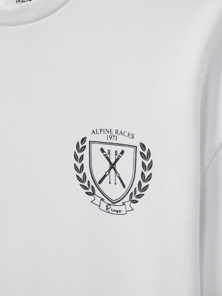 Reiss White Alsom Cotton-Jersey Alpine Races-Print T-Shirt - Image 4 of 4 Reiss White Alsom Cotton-Jersey Alpine Races-Print T-Shirt - Image 4 of 4