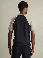 Reiss Navy/Taupe Carins Interlock-Jersey Colour-Block T-Shirt - Image 5 of 6