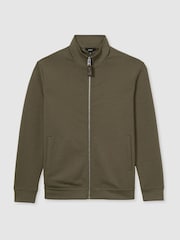 Reiss Sage Green Aston Zipped Interlock-Jersey Jacket - Image 2 of 6