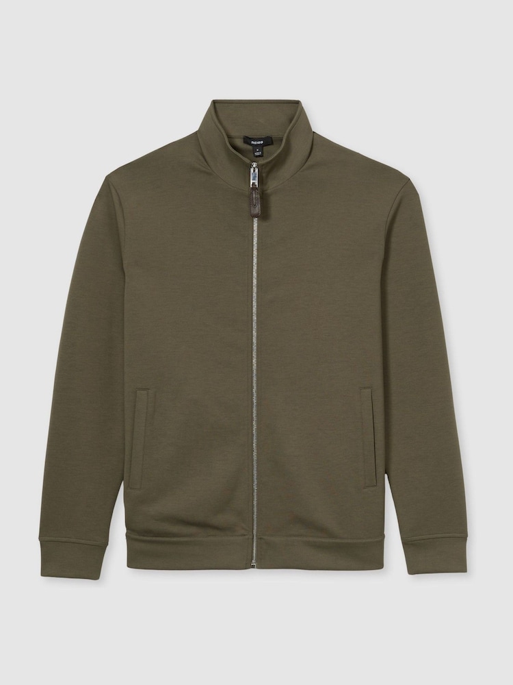 Reiss Sage Green Aston Zipped Interlock-Jersey Jacket - Image 2 of 6