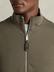 Reiss Sage Green Aston Zipped Interlock-Jersey Jacket - Image 4 of 6