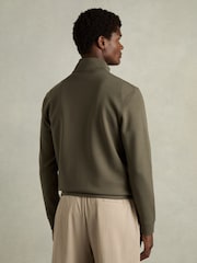 Reiss Sage Green Aston Zipped Interlock-Jersey Jacket - Image 5 of 6