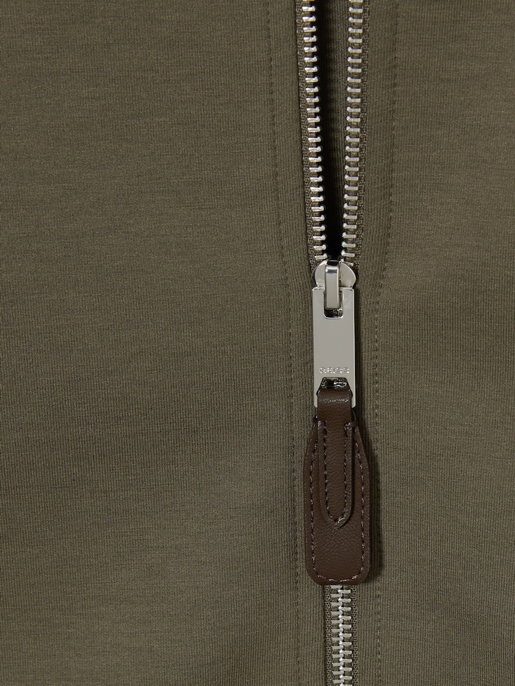 Reiss Sage Green Aston Zipped Interlock-Jersey Jacket - Image 6 of 6