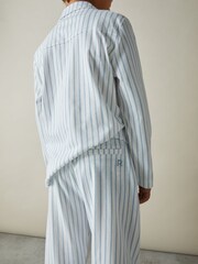 Reiss Airforce Blue/White Stripe Cohen Set 13-14 yrs Brushed-Cotton Striped Pyjama Set - Image 4 of 5