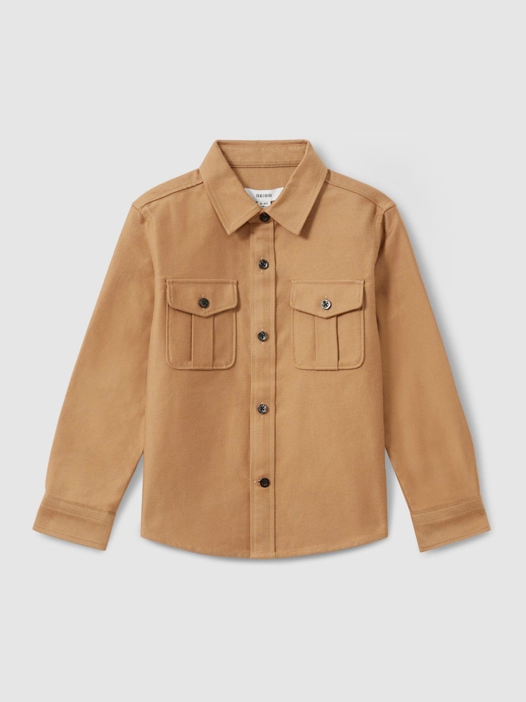 Reiss Camel Thomas 3-9 yrs Brushed 100% Cotton Shirt - Image 2 of 4 Reiss Camel Thomas 3-9 yrs Brushed 100% Cotton Shirt - Image 2 of 4