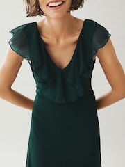 VILA Blue V-Neck Ruffle Detail Bridesmaid Occasion Maxi Dress - Image 2 of 4