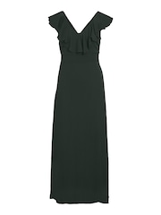 VILA Blue V-Neck Ruffle Detail Bridesmaid Occasion Maxi Dress - Image 4 of 4